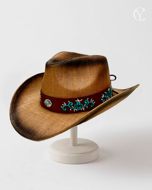 Cowboy Straw Hat - Tan with Caramel Band