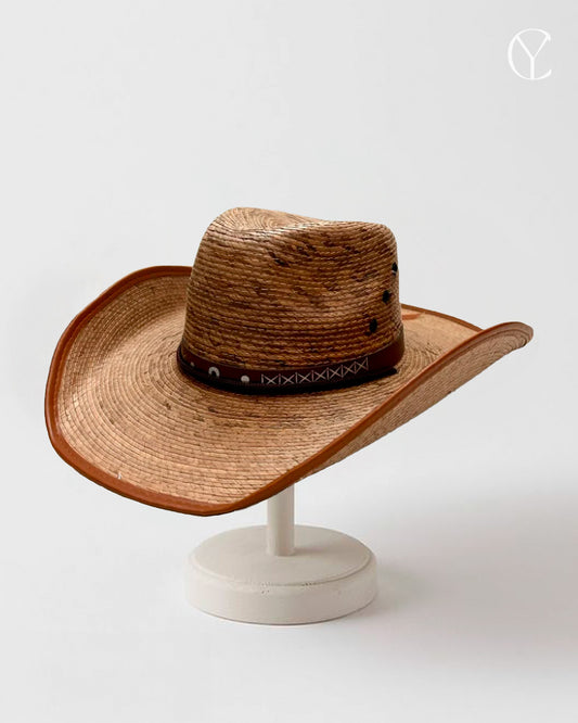 Palm Leaf Rancher Cowboy Hat - Saddle Brown (Basic Design)