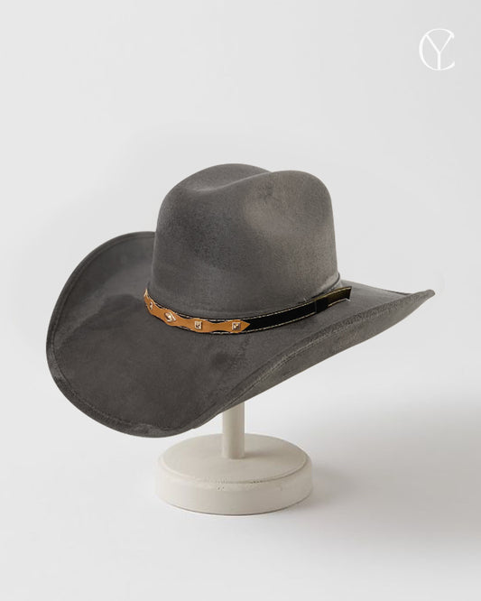 Suede Cowboy Hat - Charcoal Grey