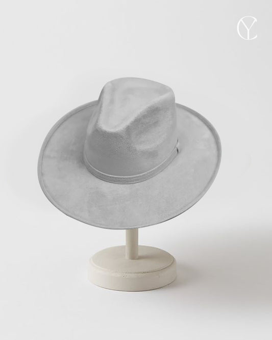 Suede Plate Rancher Hat - Light Grey