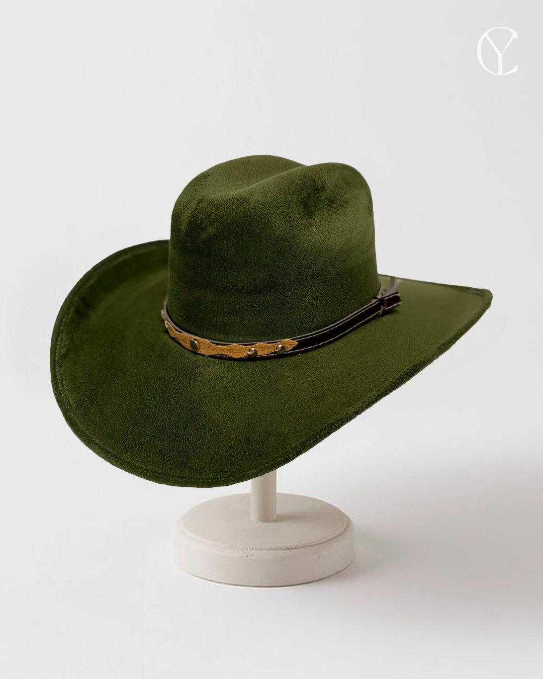 Suede Cowboy Hat - Olive Green