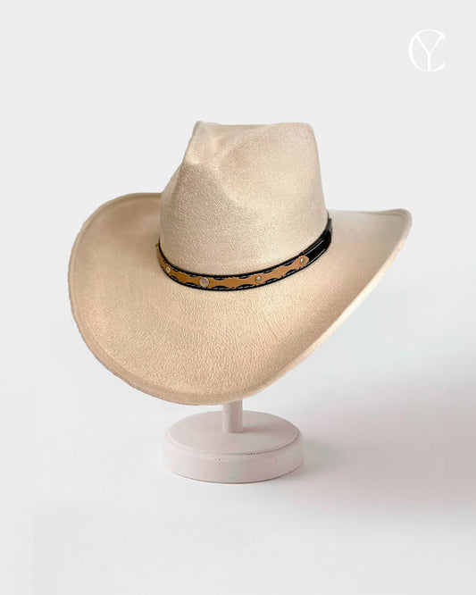 Suede Cowboy Rancher Hat - Ivory