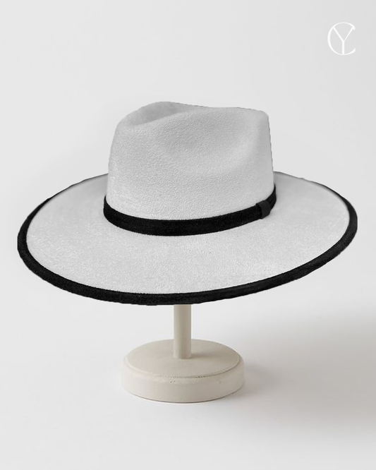 Suede Rancher Hat  - Ivory + Black